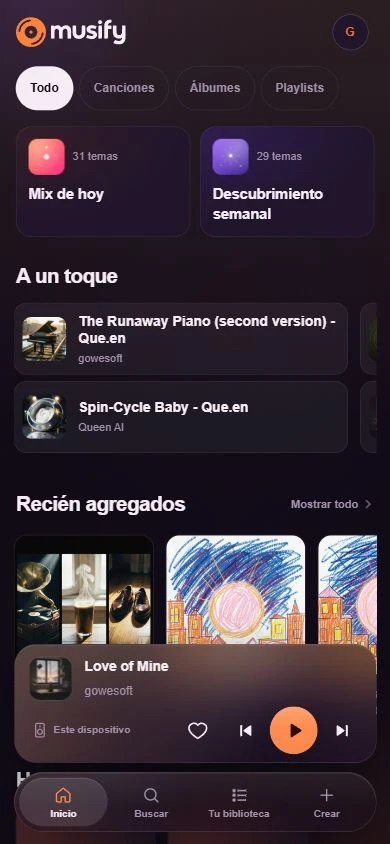 Real capture of the Musify library on Android